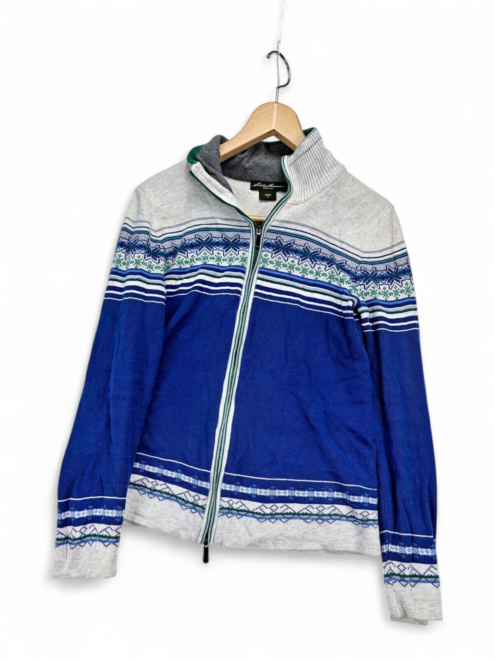 Eddie Bauer Women's Zip-Up Jacket Blue Patterned Size S